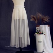 2025简约款 高腰外搭罩裙松紧腰单层纱 透视网纱半身裙百搭中长款