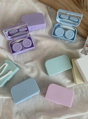 ins简约甜系奶油糖果色～美瞳盒便携隐形眼镜盒护理盒伴侣盒mt205