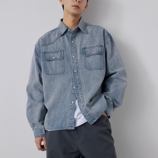 衬衫 重磅牛仔长袖 宽松立体剪裁廓形衬衣外套青春休闲男 秋季 PAXOM