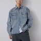 PAXOM 宽松立体剪裁廓形衬衣外套青春休闲男 衬衫 秋季 重磅牛仔长袖