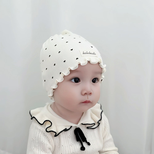 胎帽新生婴儿帽子纯棉双层保暖春秋女宝宝无骨小月龄套头帽可爱