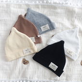 新生婴儿帽子秋冬保暖黑色翻边宝宝帽子双层胎帽男女婴幼儿春秋