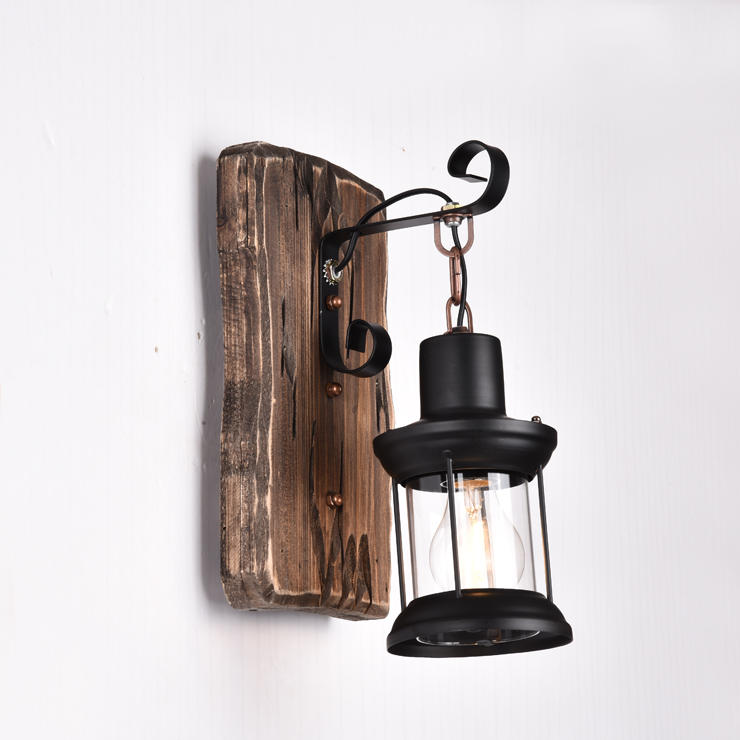 美式乡村复古怀旧实木铁艺仿古loft个性酒吧漫咖啡服装店蜡烛壁灯