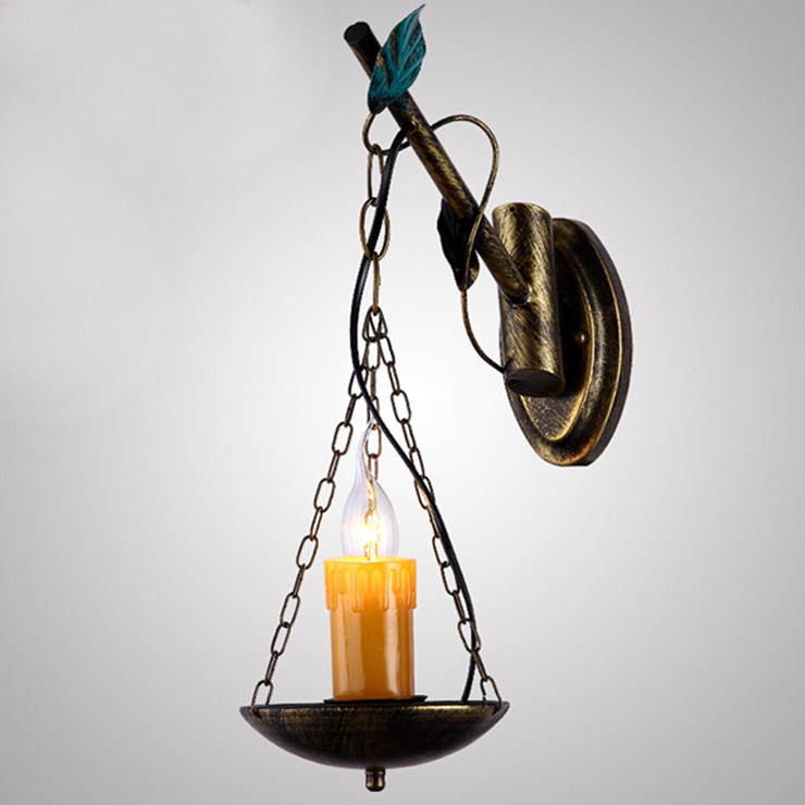 欧式地中海铁艺蜡烛壁灯美式乡村客厅灯酒吧灯过道灯茶楼灯阳台灯