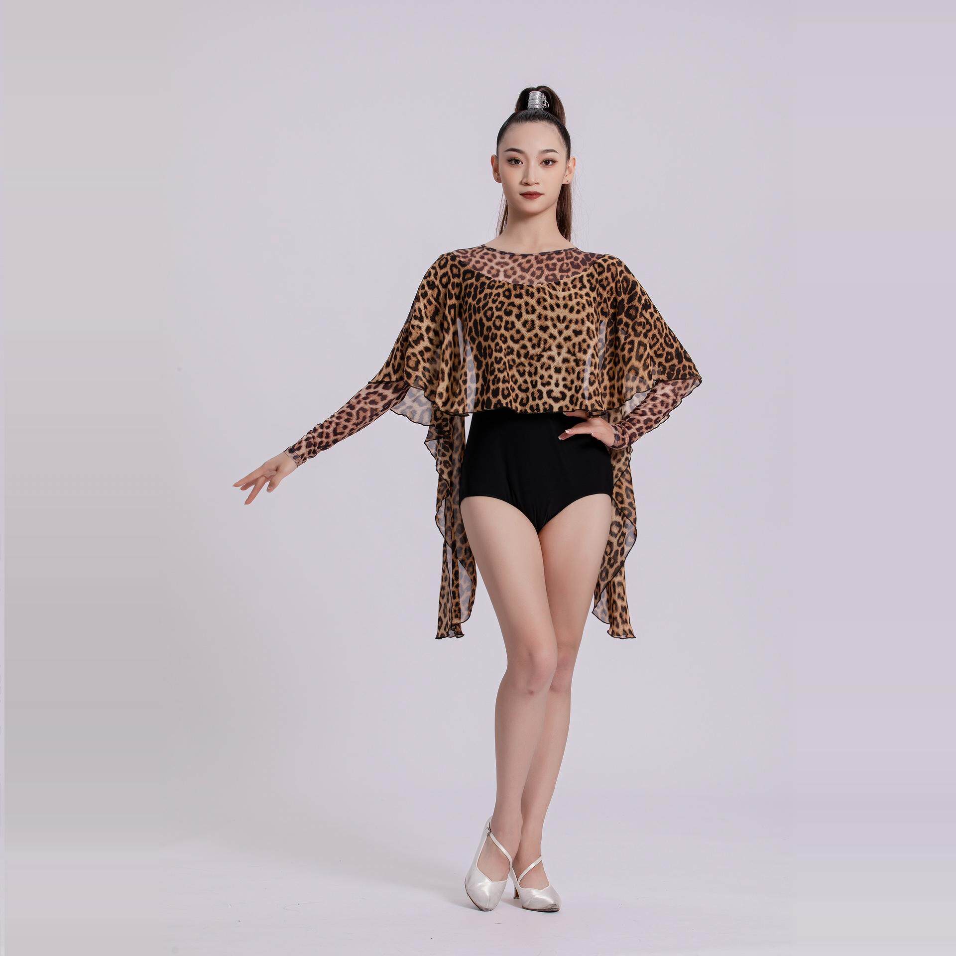 懒猫onue高端定制摩登舞服原创设计感豹纹练功服上衣女国标舞蹈服