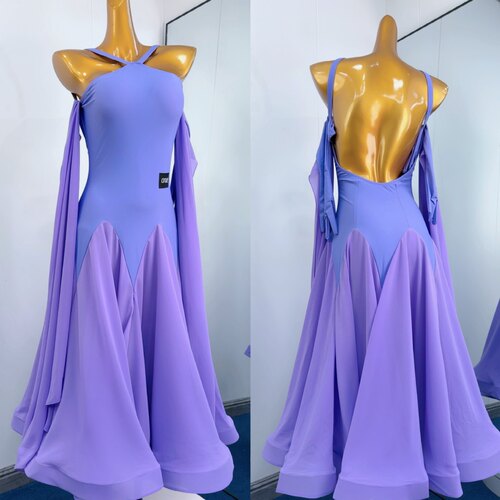 onue高级定制摩登舞服大摆连衣裙专业国标舞华尔兹舞蹈演出服舞裙