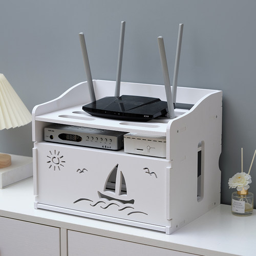 路由器收纳盒挂放两用置物架