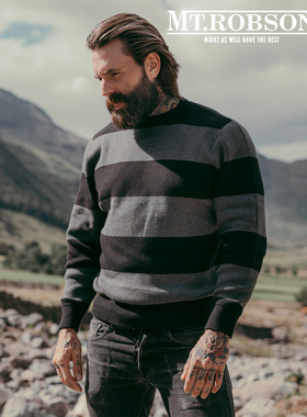 MT.Robson 重磅条纹圆领套头衫美式海魂橄榄球复古男女 MTROBSON