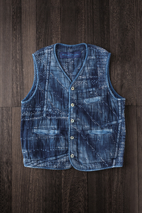 【国内现货】Porter Classic 马甲 刺子 蓝染 自然做旧 手工刺