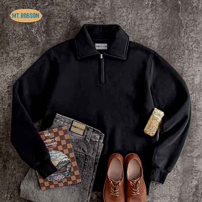 【12.1盎司】MTROBSON 重磅厚实复古长袖卫衣美式工装高密度刷毛
