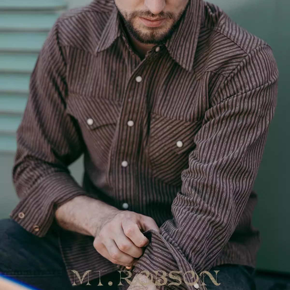 【30s老式提花】MTROBSON 重磅厚实提花刺绣长袖 西部工装衬衫