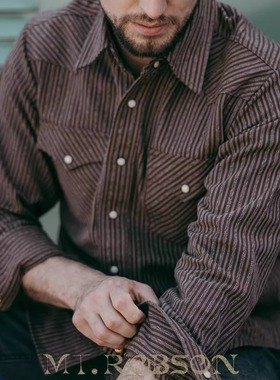 【30s老式提花】MTROBSON 重磅厚实提花刺绣长袖 西部工装衬衫