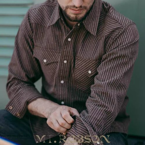 【30s老式提花】MTROBSON 重磅厚实提花刺绣长袖 西部工装衬衫