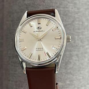 庐山牌国产手动上劲机械表复古简约圆形薄款7120指针式薄款腕表男