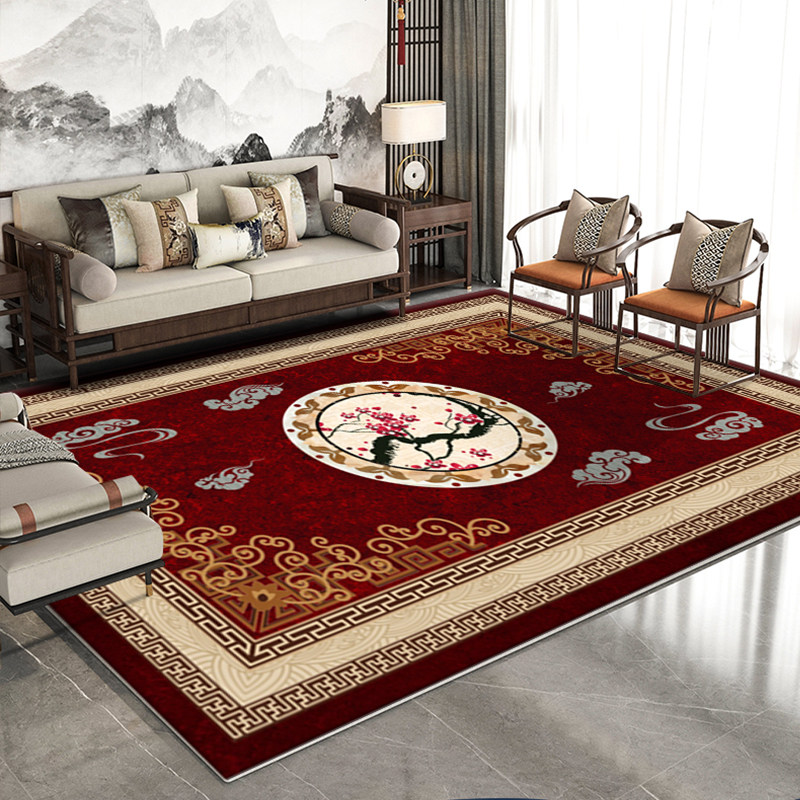 新中式客厅茶几毯满铺沙发地毯卧室床边垫中式家用加厚地毯可定制