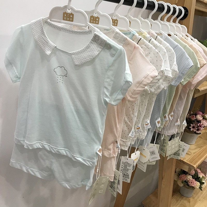 心果BB宝宝睡衣夏季薄款纯棉婴幼儿短袖套装莫代尔分体家居服a类