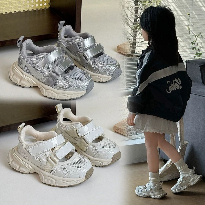 运动凉鞋女2026夏季新款洞洞鞋镂空透气魔术贴厚底增高薄款老爹鞋