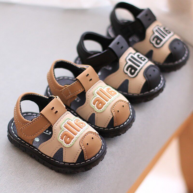 叫叫鞋女宝宝鞋子软底婴幼儿学步鞋1到3岁男童包头凉鞋防滑夏季