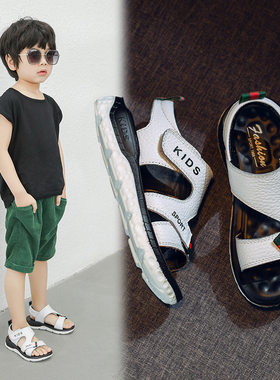 2026夏季新款韩版时尚潮魔术贴男童凉鞋软底牛皮休闲小男孩沙滩鞋