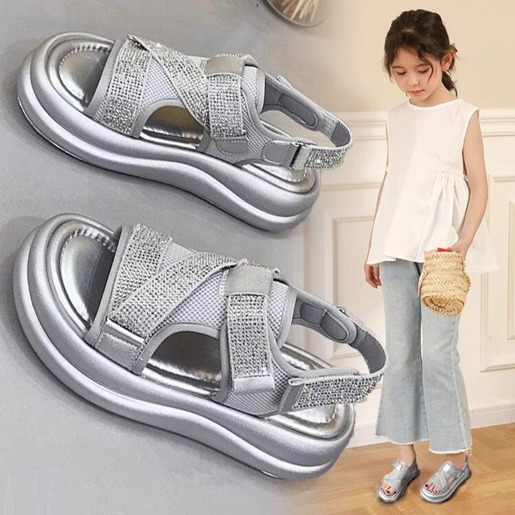 女童外穿运动凉鞋2026夏季新款女孩鞋软底公主中大童超软沙滩凉鞋