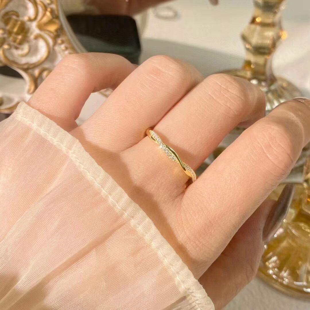 S925纯银麻花戒指女轻奢时尚个性款2023网红爆款无名指可调节学生