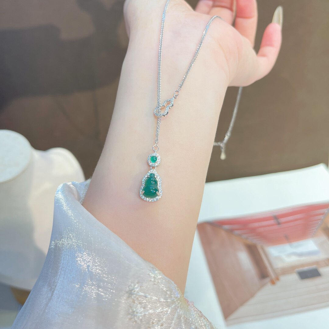 葫芦吊坠女轻奢毛衣链925银链图片