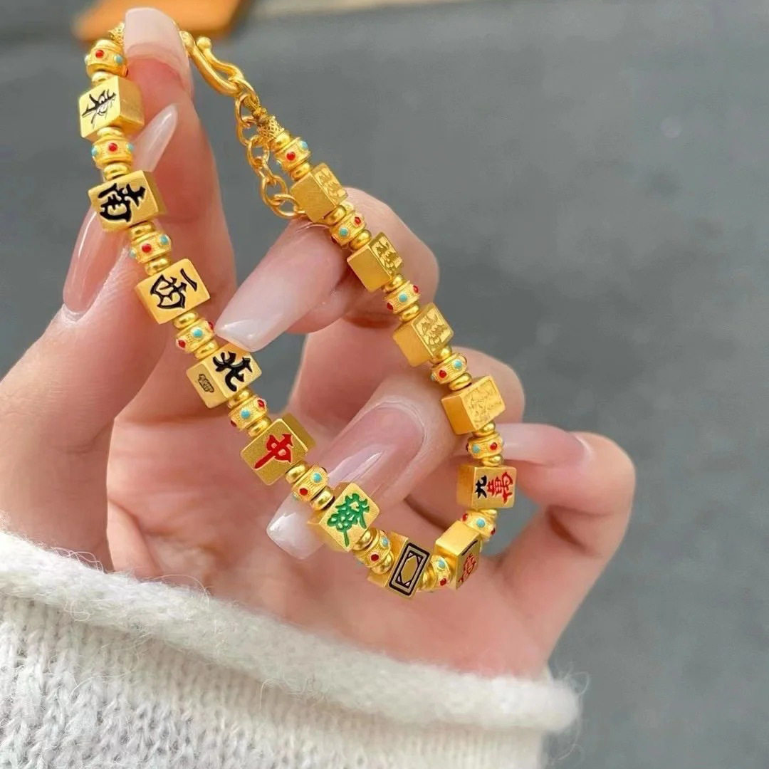 纯银麻将十三幺手链女个性轻奢