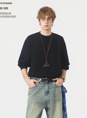 ASOT 26S双纱7A抗菌防螨虫小领口长袖圆领T恤男内搭打底衫上衣女