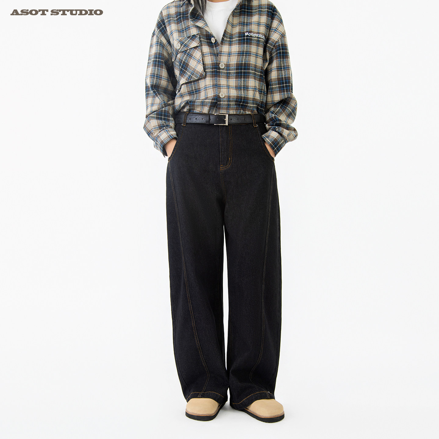 ASOT 水洗牛仔裤中性风cozyfit春秋美式复古纯棉宽松休闲阔腿长裤,男装,牛仔裤,淘宝优惠券,粉丝福利购,淘宝优惠卷