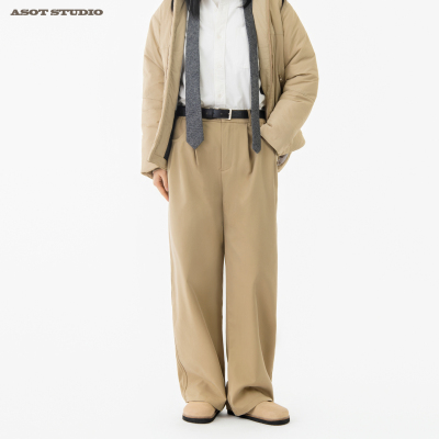 ASOT 莱赛尔天丝棉四季裤 男女美式复古直筒宽松通勤百搭休闲长裤