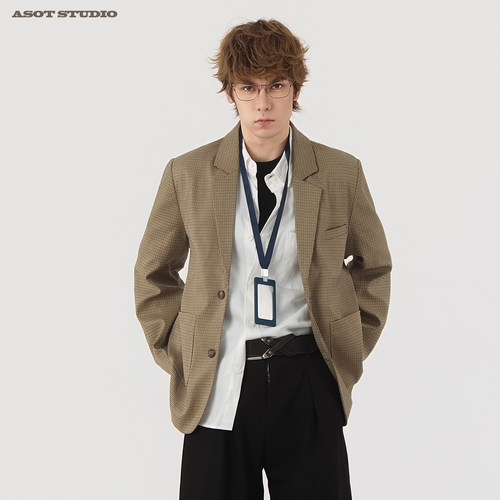 ASOT男士春季卡其休闲西装