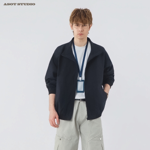 ASOT 美式cleanfit翻领夹克男2026春季宽松休闲通勤纯色外套女