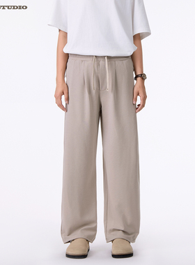 ASOT休闲长裤 春秋cozyfit宽松简约垂感弹力男女同款中性风直筒裤