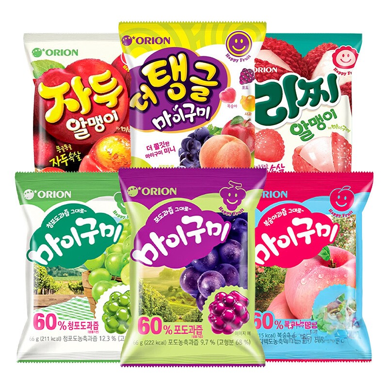 韩国进口 好丽友葡萄桃子味软糖66g水果味QQ糖儿童休闲糖果零食
