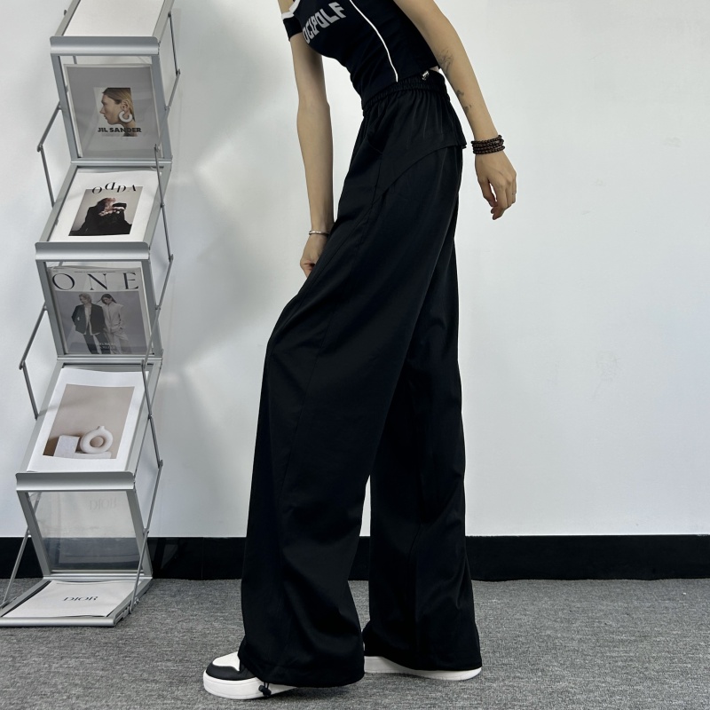 高个子175加长黑色阔腿裤女夏季薄款速干高腰直筒宽松显瘦工装裤