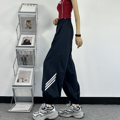 高个子加长版高腰运动裤女夏季薄款宽松休闲新款春秋束脚灯笼卫裤