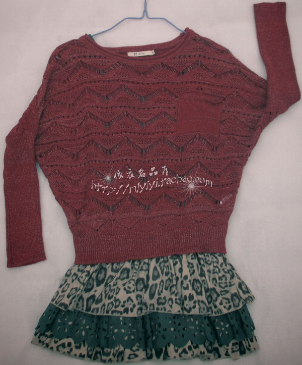 品牌女装折扣2024春新款正品休闲百搭两件套毛衣可做连衣裙无吊牌