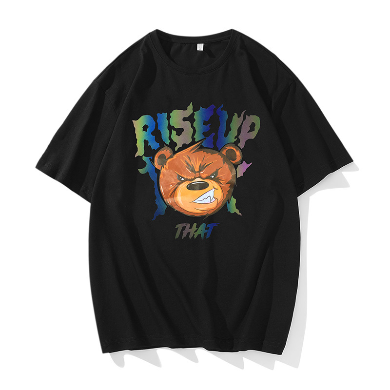 Summer new white background cartoon PRINT LARGE T-SHIRT pure cotton men's short sleeve