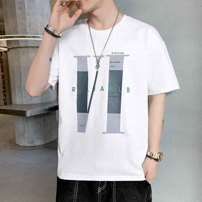 Summer short sleeve T-shirt trend versatile men's half sleeve T-shirt simple top fashion