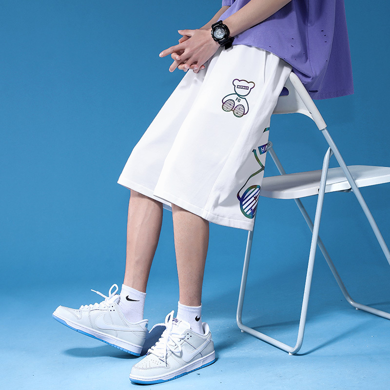 Summer comfort and breathable casual shorts loose wide leg sports cartoon regular print Capris