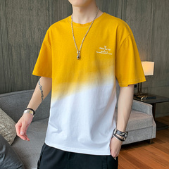 New fashion brand t-shirt men's pure cotton fade color short sleeve