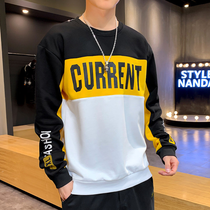 春季新款圓領衛衣男潮流韓版套頭衫上衣外套長袖恤