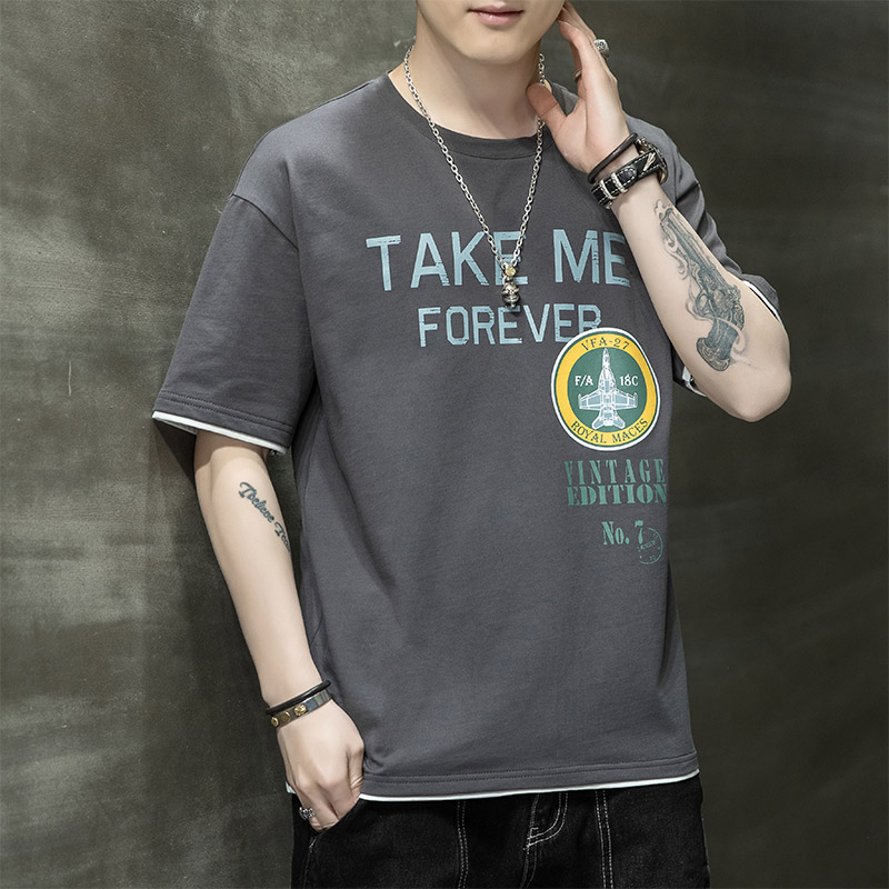 New irregular printing trend men's Cotton Short Sleeve T-Shirt
