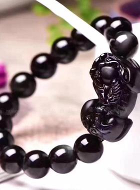 乌金黑曜石男女款饰品貔貅手链