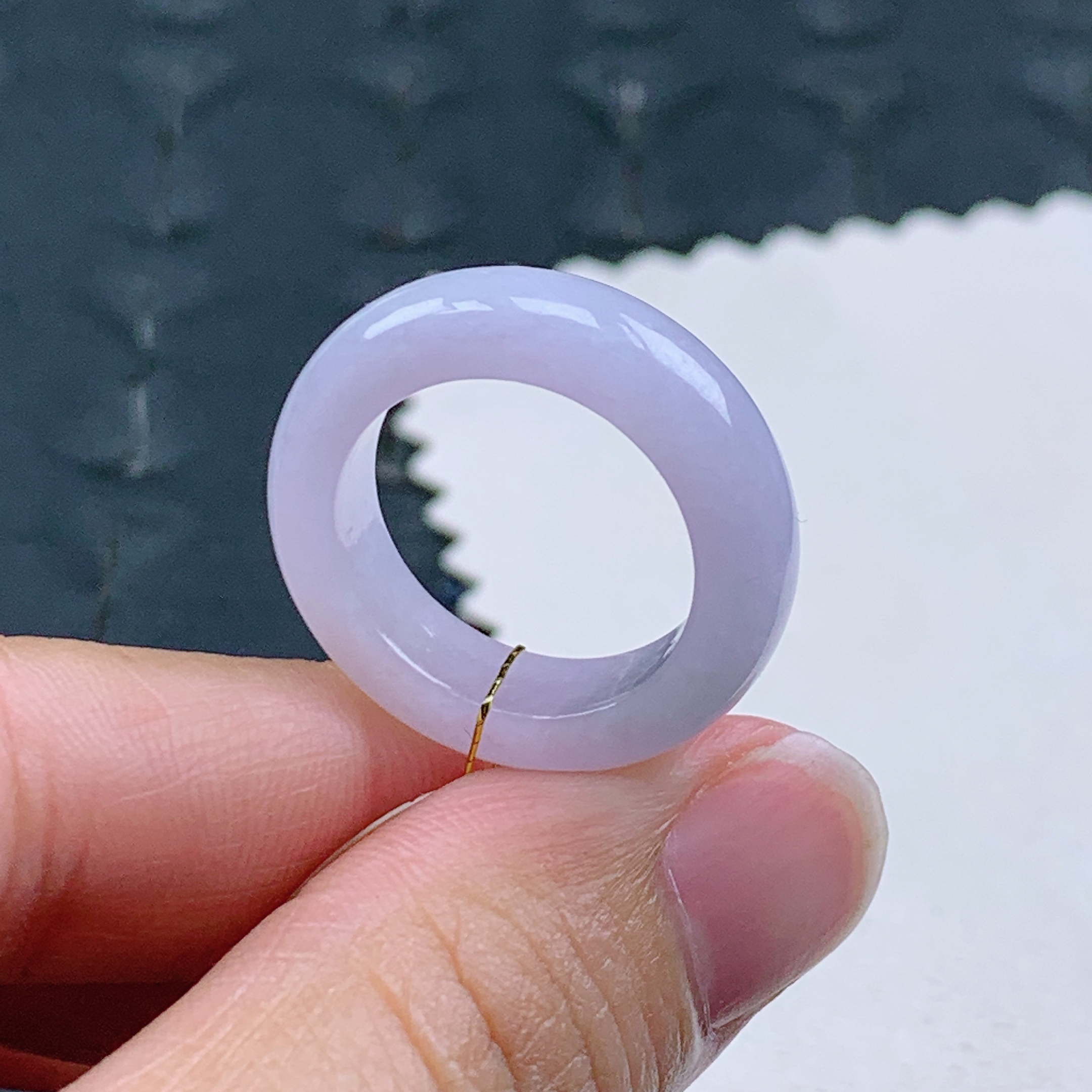 15号缅甸天然A货翡翠 T783 内径17.6/5.8/4mm 淡紫罗兰戒指