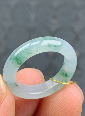 #14号缅甸天然A货17.5mm 冰飘花翡翠戒指女玉戒男指环素圈 T236