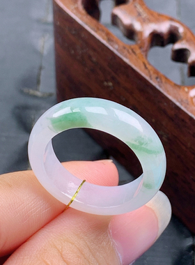 20号缅甸天然A货翡翠 T841 内径19.4/6.6/3.6mm 冰胶飘绿戒指
