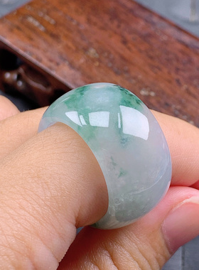 22.23号缅甸天然A货翡翠 T810 内径20.4mm  冰飘花车轮胎戒指扳指