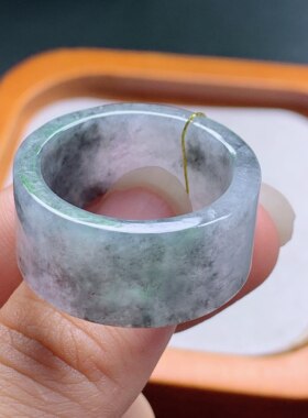 28-29号缅甸天然A货翡翠 T1226 内径22.4-13-3mm 冰乌鸡飘绿扳指