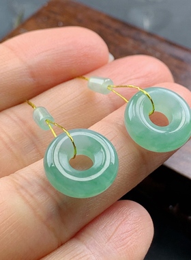 缅甸天然A货翡翠 T1063 尺寸取其一18/13.3/4.3mm 冰晴甜甜圈一对